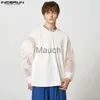 Camisetas Masculinas Men T Shirt Mesh Patchwork One Streetwear Manga Longa Babados Casual Camisetas 2023 Loose Sexy Men Cloing S5XL INCERUN 7 J230721