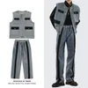 남자의 후드 땀 셔츠 houzhou set cargo denim 2 조각 의상 남성 패치웨어 청바지 바지 vests 민소원 캐주얼 한국 스트리트 힙합 230721