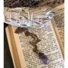 Pendanthalsband NM35268 RAW AMETHYST CRYSTAL NECKLACE grov hippie Gypsy smycken Witchy Electroformed Boho Layering317b