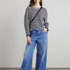 Women's Jeans ROW Brand Spring And Autumn Wash Blue Retro Loose Casual Pants Straight Barrel High Waist Wide Leg