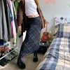 Skirts 2023 Retro Women's Casual Long Black Double Layer Plaid Printed Pattern High Waist Slim Fit A-Line Skirt