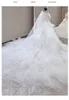 2023 Romantico abito lucido abito da sposa Elegante scollo a barchetta bling Lungo treno Una linea Tulle multistrato Abiti da sposa da sposa Corsetto Indietro Abiti da sposa vestido de novia