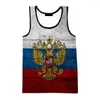 Herrtankstoppar 2023 Ryssland björn 3d män ryska flaggtryck Vest Women Casual ärmlösa skjortor Hip Hop Streetwear överdimensionerade