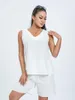 Women's Tracksuits Women S Casual Sleeveless Pajama Set With Elastic Waist Shorts - Solid Color V Neck Tank Top Sleepwear Loungewear PJs