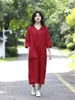 Robes de soirée femmes col en V coton lin robe d'été avec poches rouge vert à manches courtes décontracté plage Maxi longue femme vêtements