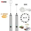 Yajiao USB充電式ブレンダーミルク泡立ちハンドヘルド電気ミキサーフォームメーカーステンレス泡