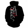 Sudaderas con capucha de los hombres Sudadera con capucha de Navidad 3d Hombres Santa Claus Impreso Skull Print Hat Sudadera Lantern Hooded Casual