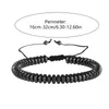 Charm Bracelets Unisex Black Hematite Stone Geometric Handwoven Flat Beads Personalized Adjustable Braided Bangles Wristband