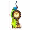 Tischuhren Drop Refine Clock Resin Cafts Tropical Style Peacock Watch Home Decor Ornament Pastoral Quartz Jump Gems Green