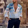 Chemises décontractées pour hommes Printemps et été Mode Nouvelle chemise à manches longues pour hommes Business Leisure Party Hawaiian Harajuku Gilded Line HD 3D Print Shirt L230721