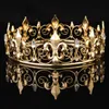 Men's Bridal Crystal Crown Golden Sier Pageant Prom Rhinestone Veil Tiara Headband Wedding Hair Jewelry T20012933