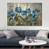 Contemporary Canvas Wall Art Silver and Sapphire Handmade Modern Decor for Hotel Room Decor