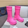 2023 Runway Balenciga Rain Boots Fashion Week Fried Street Rain Boots Black High Waterproof Boots Ins Tide