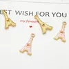 200pcs lot Candy Pink Enamel Eiffel Tower Charms Pendant Gold Plated 11 21mm For Jewelry making DIY Craft2108