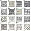 Kudde dekorativ kudde retro bohemiskt mönster svarta vita fall tribal geometrisk boho etnisk kudde täckdekor kudde för 291c