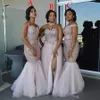 African Bridesmaid Dresses Long Mixed Style Appliques Off Shoulder Mermaid Prom Dress Split Side Maid Of Honor Dresses Evening Wea245S