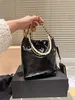 2023 Fashion Handbag Luxury Design Designer Bag Pearl Inlaid Metal Chain Bag Top Grade One Shoulder Crossbody Bag