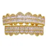 Hip Hop Grillz dla mężczyzn Diamonds Dental Grille 18K Gold Splated Fashion Gold Srebrne Kryształowe Zęby Biżuteria 222d