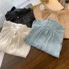 Женские блузки Dasswei Vintage Stand Satin Satin Subling для женщин 2023 Летний длинноволочный рукав.