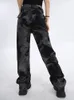 Vrouwen Jeans Black Tie Geverfd Hoge Taille Vrouwen Vintage Koreaanse Mode Streetwear Wijde Pijpen Jean Vrouwelijke Denim Broek Rechte Baggy broek 230720