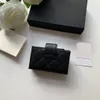 10A Bästa kvalitetskorthållare med Box Real Leather Caviar Wallet Black Quilted Coin Purse Lady Credit Card Holder Luxury Designers