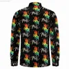 Chemises décontractées pour hommes Arc-en-ciel Licorne Chemise Automne Fierté Lettre Imprimer Chemises Décontractées Hommes Nouveauté Blouses À Manches Longues Graphique Streetwear Tops Plus La Taille L230721