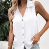 Frauen Blusen Mode Einfarbig V-ausschnitt Chiffon Hemd Tank Top Frauen Sommer Ärmellose Taste Bluse Lose Kleidung Blusas 27987