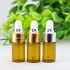 Or Argent Couvercles 3ML Mini Bouteilles D'huile Essentielle En Verre Ambre Rechargeable Vide Compte-gouttes Parfum Cosmétique E Liquide Lotion Échantillon Contai Dsef