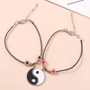 Charm Bracelets 2 PCS/Set Couple Fashion Tai Chi Bracelet For Women Men Woven White Black Rope Heart Dragon Lover Friends Wedding Jewelry