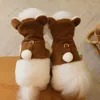 Vestuário para cães Roupas para cães de estimação de inverno Fofo Urso Veat Casacos Alça de puxar no peito para filhotes Roupas pequenas e médias Yorkshire Ropa Perro