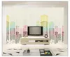 Nordique 3D tridimensionnel ville bâtiment grande hauteur carré Mural moderne salon chambre canapé fond papier peint couverture murale