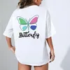 Женская футболка красивая цветная бабочка прогулка по верховой печатной футболке винтажные женщины График Иисус Христианский Библия футболка Y2K Top 230721