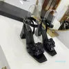 Projektantki -Summer Kobiet Chunky Obcing Sandal Buty luksusowe skórzane sandały modne wszechstronne rozmiar35-41