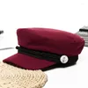 Berets 2023 Trend Zimowe czapki dla kobiet w stylu francuskiego wełny chłopięcy czapka fajna baseballowa czapka czarne wizje szczytowe