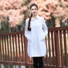 Camicia lunga donna 2019 autunno manica lunga colletto rovesciato top con tasca camicetta donna basic grande taglie forti bianco