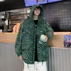 Herrenjacken Mode Oversize Jacke Männer Zebrastreifen Mit Kapuze Windjacken Koreanischen Stil Kleidung High Street Hip Hop Junge Streetwear Mantel