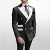 Wykonany na zamówienie szczyt klapy z dwurzędowymi Tuxedos Tuxedos Men Suits Wedding Prom Man Man Blazerjacket Pants T2102550