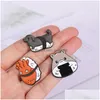 Broches Broches Sushi Boule De Riz Animaux Émail Broche Personnalisé Animalisé Japonais Mignon Nourriture Épingles Revers Badge Sac Dessin Animé Bijoux Cadeau Dhxv1