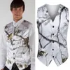 2022 Fashion White Camo Groom Vests Ties for Wedding Outterwear Vest Realtree Spring Camouflage Slim Fit Men's Vestsvest Ti287h