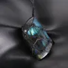 Pendant Necklaces Dragons Heart Labradorite Necklace Natural Stone Wrap Braid Yoga Macrame Men Women Jewelry2888