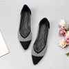 Kleid Schuhe Atmungsaktive Polyester Schuhe Frauen Frühling Wohnungen Spitze Zehen Ballerinas Damen Stretch Gestrickte Loafer Femme Täglichen Kleid Mocasines L230721