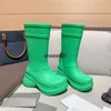 Qualité haut de gamme 2023 automne et hiver tête ronde fond épais bottes de pluie balenciga à trou haut bottes d'équitation à manches imperméables et antidérapantes