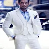 Senaste designer White Wedding Men Suits For Groom Prom Party Blazer Notched Lapel 3pieces Man Formell brudgum Tuxedosjacket Pan313K