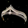 Baroque Retro Gold Crystal Pearl Bridal Tiaras Crown Geometric Pageant Diadem Bride Headband Wedding Hair Accessories 2202172603