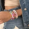 Pulseras con abalorios, pulsera personalizada de estilo étnico para mujer, traje, cuentas de letras de cerámica suave, accesorios coloridos, joyería para Resort de playa