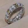 Victoria Wieck Eternity vrouwen 3mm Topaz gesimuleerde Diamond 10KT Yellow White Gold Filled Wedding Ring Engagement Band Sz 5-11248c