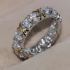 Victoria Wieck Eternity Women 3mm Topaz Simulated Diamond 10kt Yellow White Gold Filled Wedding Ring Engagement Band SZ 5-11248C