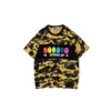 New A Bathing A Ape Camiseta colorida de camuflagem de desenho animado jovem casual gola redonda