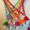 Anhänger Halsketten Nette Candy Farbe Pilz Halskette Für Frauen Kinder Acryl Harz Link Kette Choker Y2K Schmuck Zubehör Geschenk