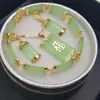 Jade verde collier de colgante naturel pendiente pulsera conjunto269K